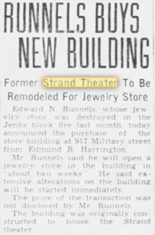 Strand Theatre - March 1939 Converted To Jewelry Store